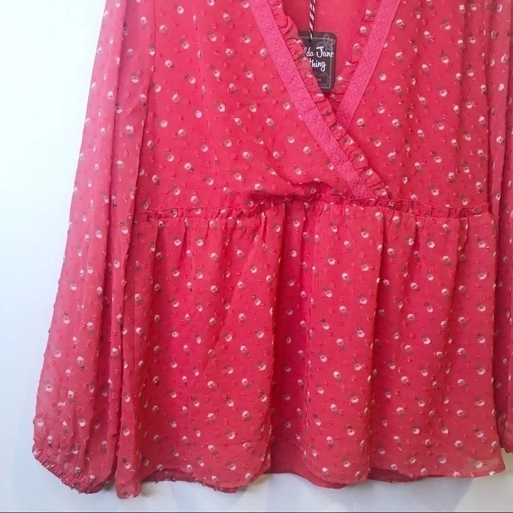 Matilda Jane Red Floral V Neck Size  Small - Picture 6 of 14